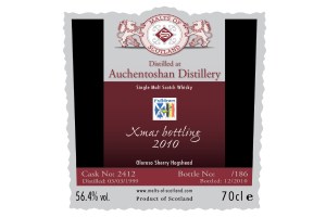 Auchentoshan 1999 Xmas bottling 2010 56.4% cask 2412 186 bottles