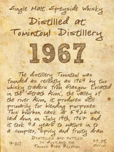 Tomintoul 43 YO 1967, 49.3%, Thosop handwritten label, bourbon cask#5426