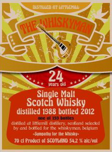 Littlemill 24 YO 1988/2012 'Sympathy for the Whisky, 54.2%, The Whiskyman, 159 bottles