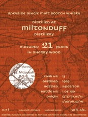 Miltonduff 21 YO 1989/2011, 50%, Kintra Single Cask Collection, sherry wood #13, 120 bottles