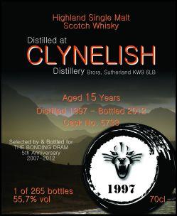 Clynelish 15 YO 1997/2012, 55.7%, The Bonding Dram, 5th anniversary, cask 5733
